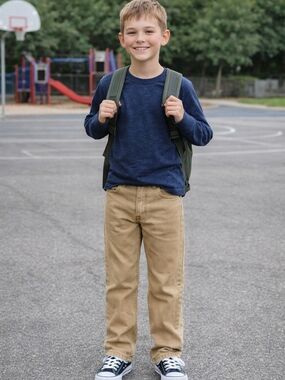 Levi Strauss Signature Tan Straight Leg Jeans Boys 12 Mid Rise Neutral Casual Cl